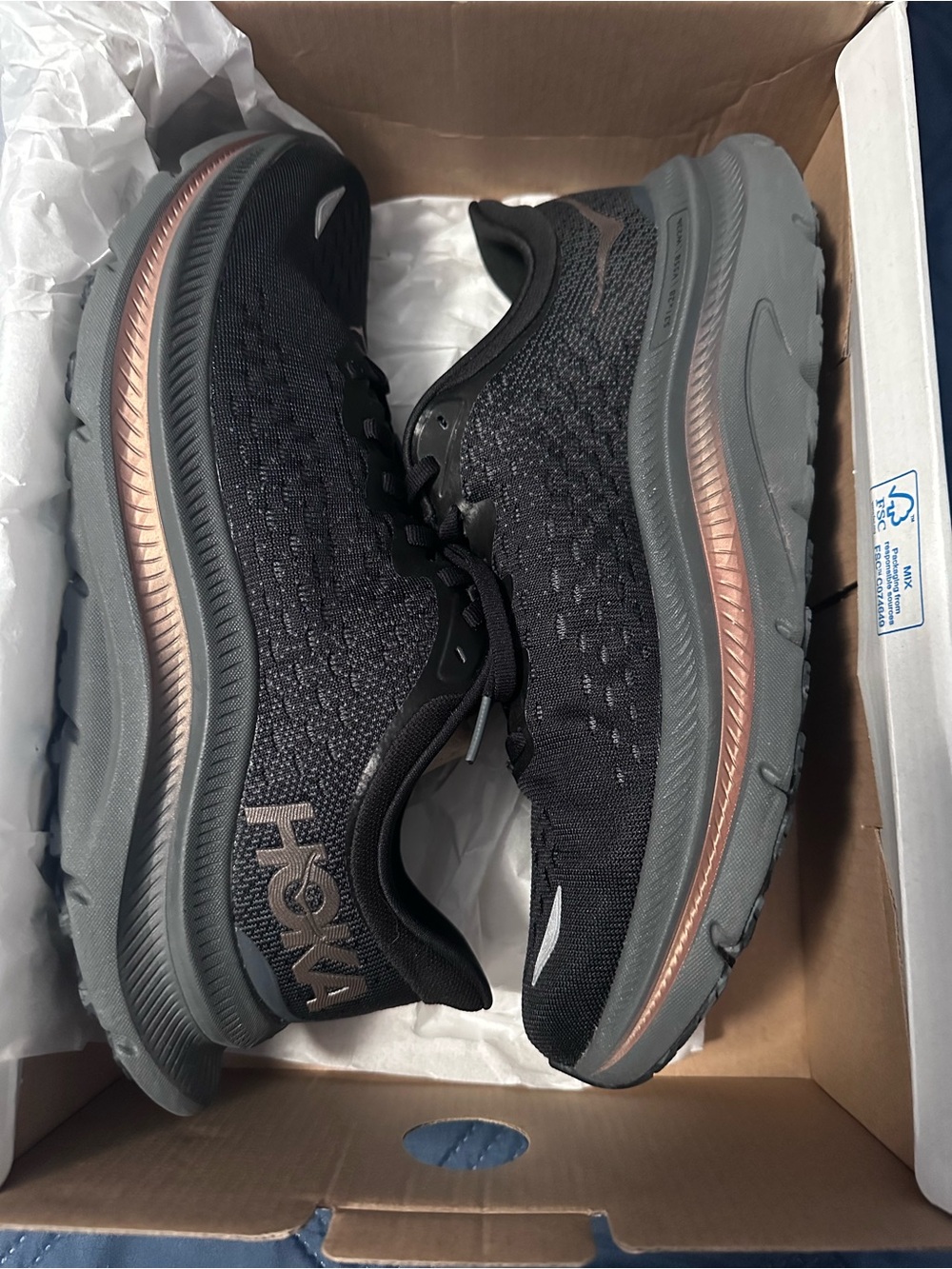 Hoka Women’s KAWANA Black and Rose Gold/Bronze Running Shoes - Size 10B